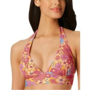 Jessica Simpson Flax Floral Rendezvous Bikini Top M